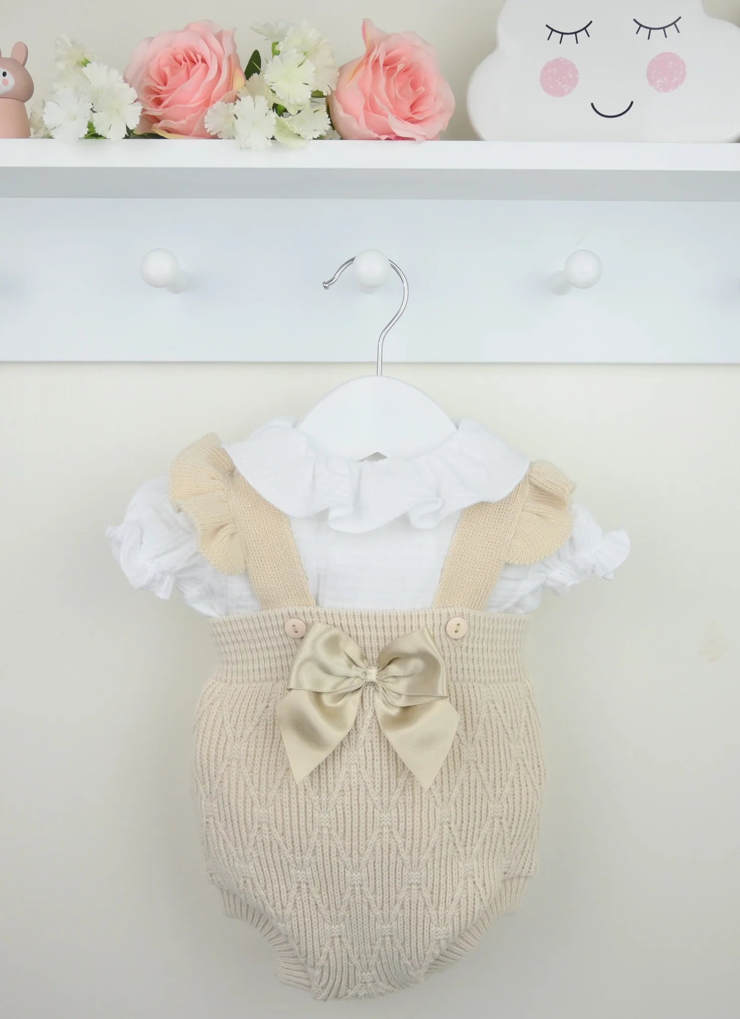 Elodie Bow Romper Set Beige