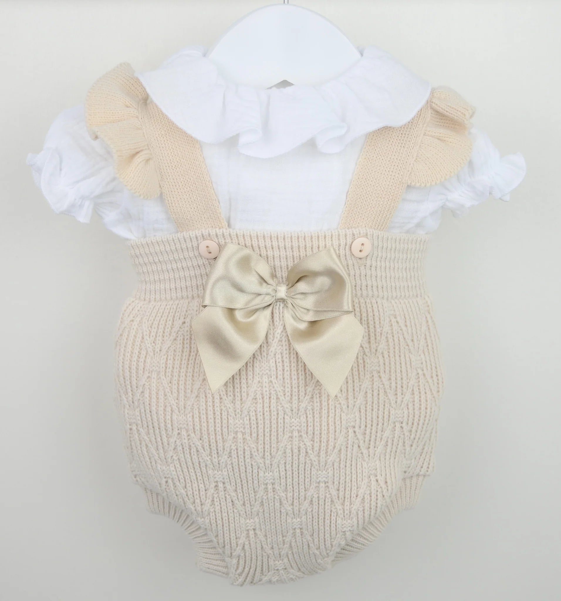 Elodie Bow Romper Set Beige