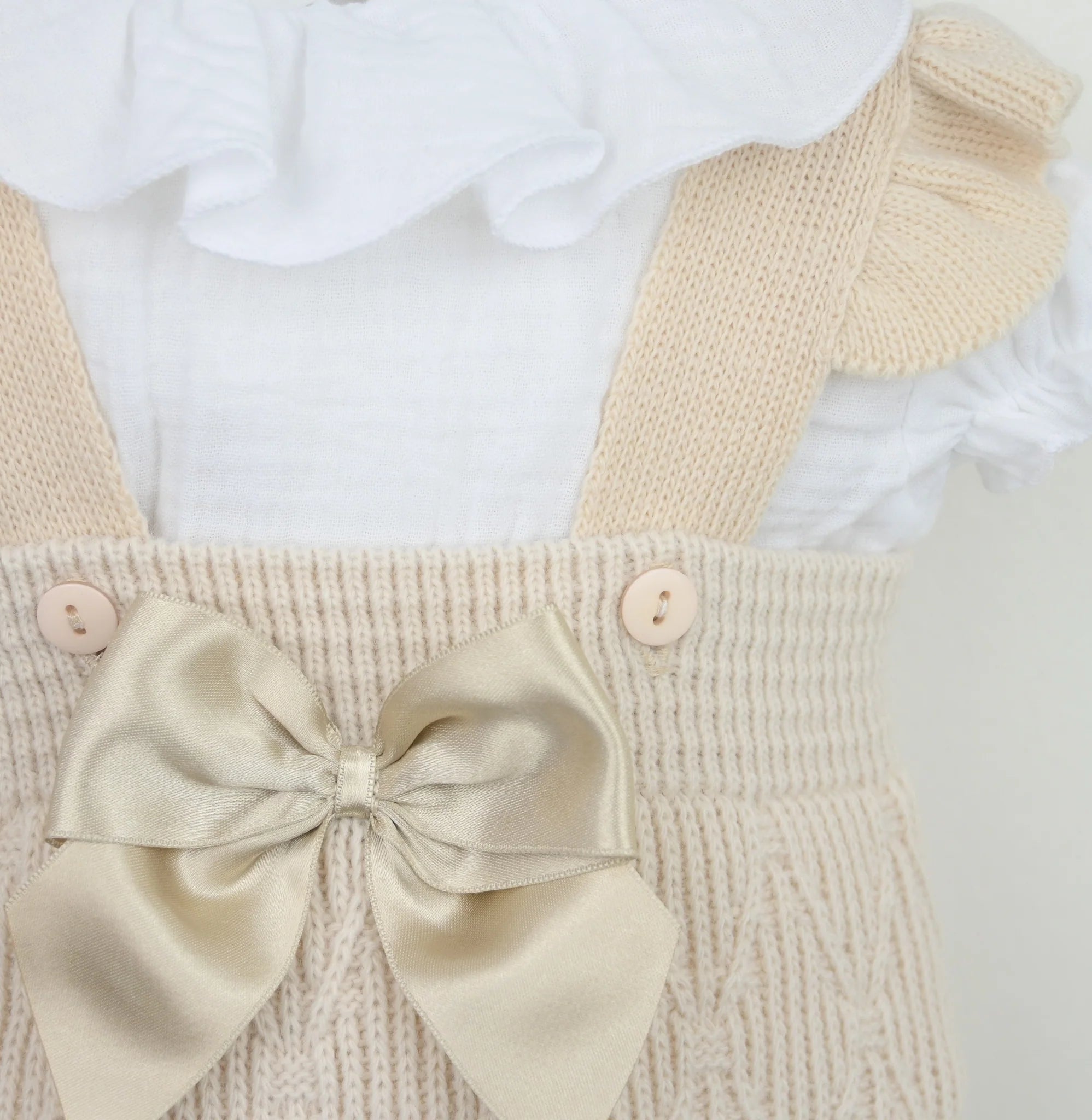 Elodie Bow Romper Set Beige