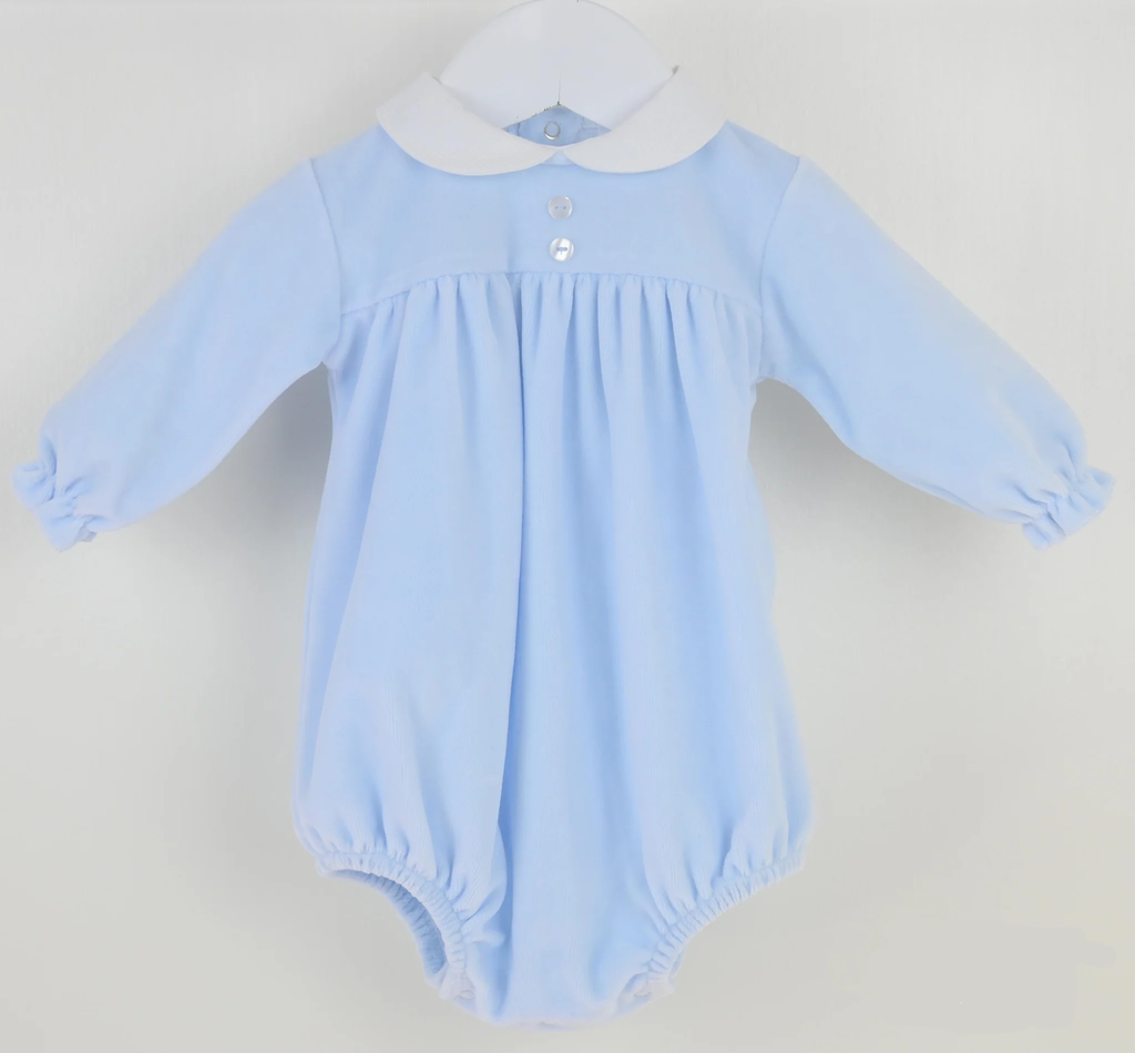 Theo Velour Romper Baby Blue