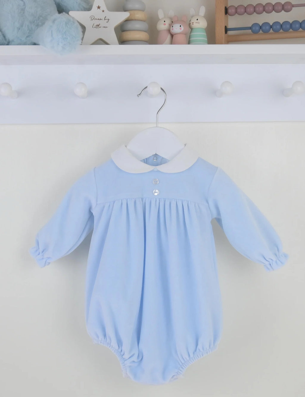 Theo Velour Romper Baby Blue