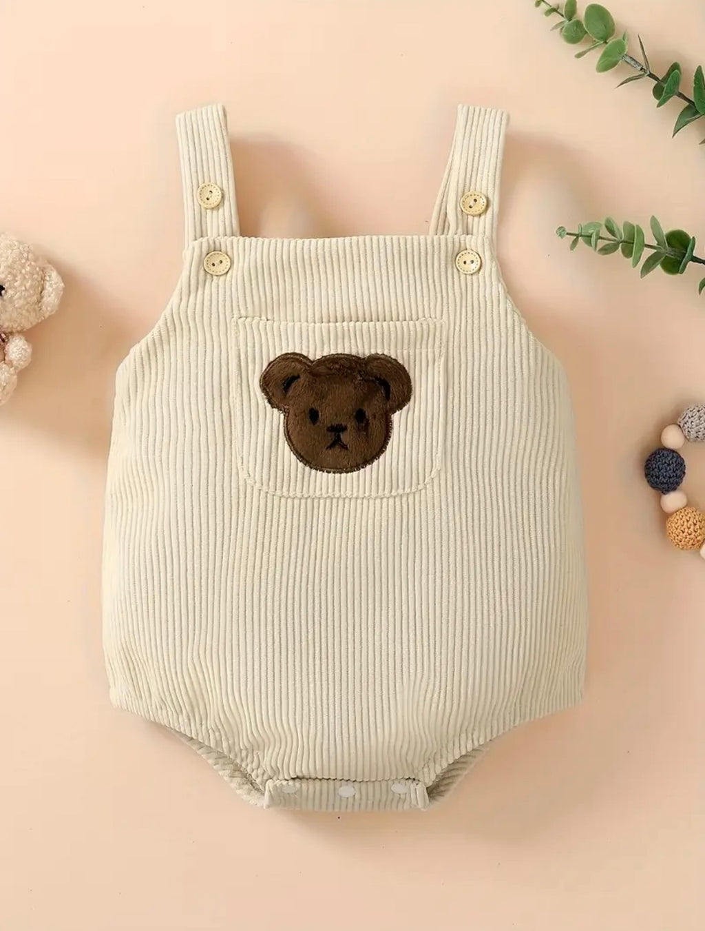 Ted Ribbed Romper Beige
