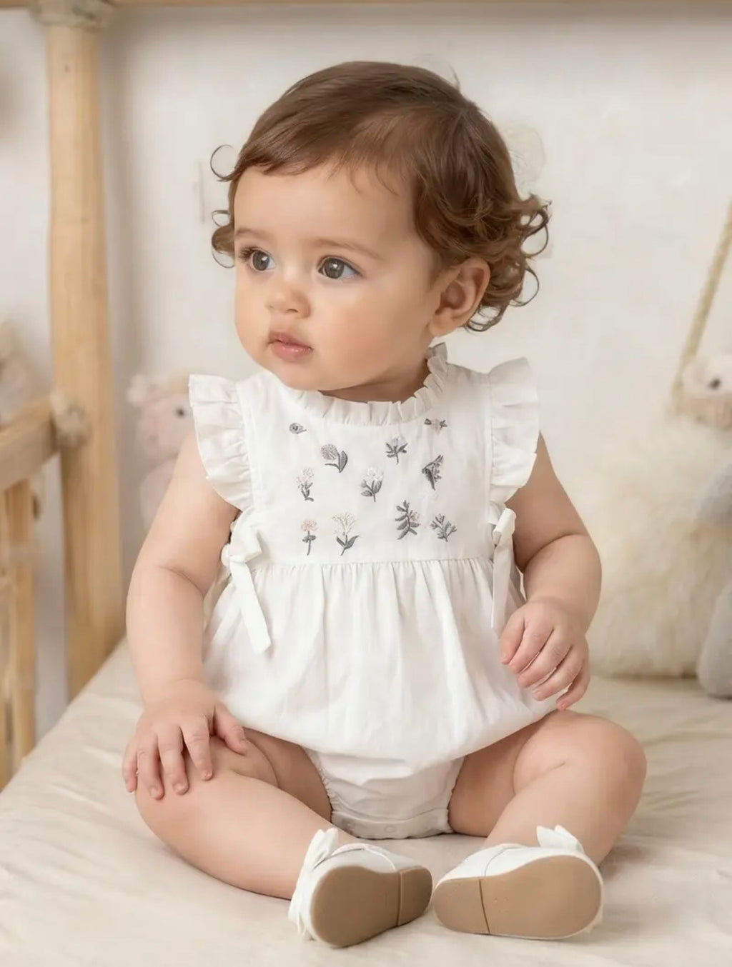 Florence Frill Romper White